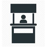 Visitor registration desk with badge printers at an exhibition